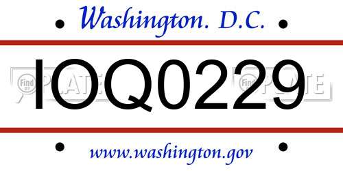 IOQ0229 District Of Columbia License Plate