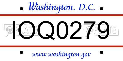 IOQ0279 District Of Columbia License Plate