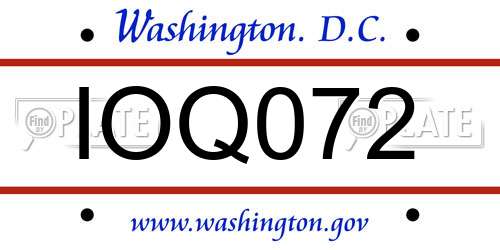 IOQ072 District Of Columbia License Plate