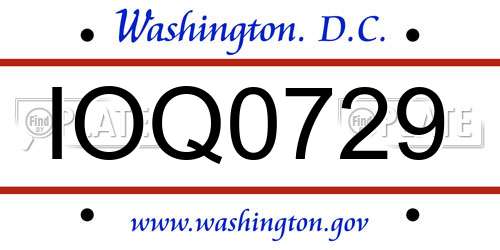 IOQ0729 District Of Columbia License Plate