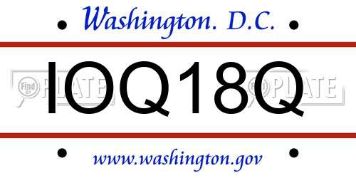IOQ18Q District Of Columbia License Plate