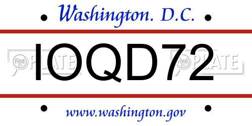 IOQD72 District Of Columbia License Plate