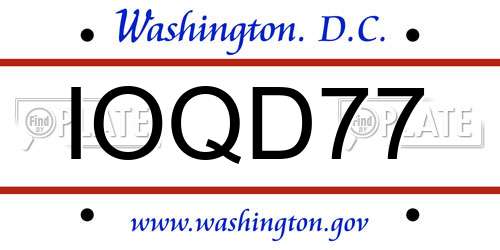 IOQD77 District Of Columbia License Plate