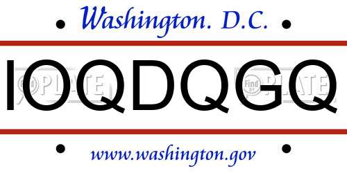 IOQDQGQ District Of Columbia License Plate