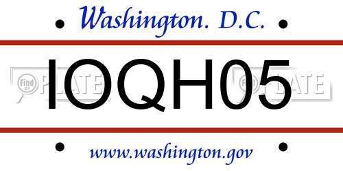 IOQH05 District Of Columbia License Plate