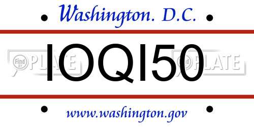 IOQI50 District Of Columbia License Plate