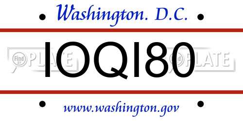 IOQI80 District Of Columbia License Plate