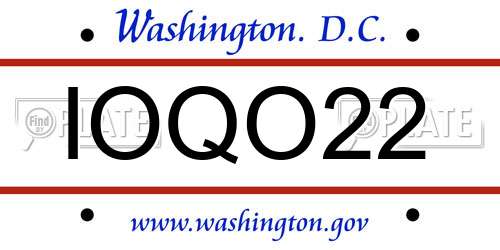 IOQO22 District Of Columbia License Plate