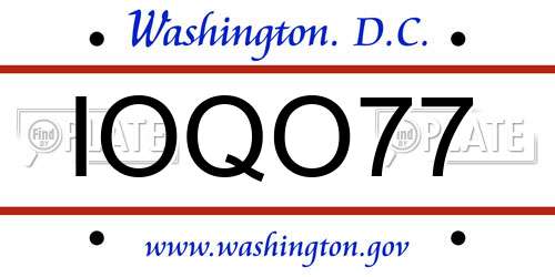 IOQO77 District Of Columbia License Plate
