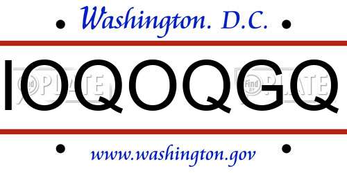 IOQOQGQ District Of Columbia License Plate