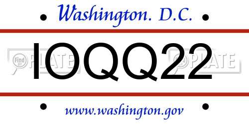 IOQQ22 District Of Columbia License Plate