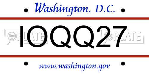 IOQQ27 District Of Columbia License Plate