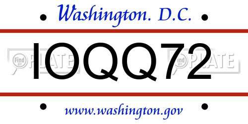 IOQQ72 District Of Columbia License Plate