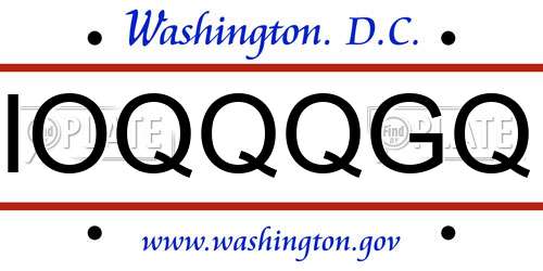 IOQQQGQ District Of Columbia License Plate