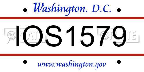 IOS1579 District Of Columbia License Plate