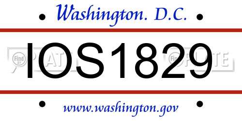 IOS1829 District Of Columbia License Plate