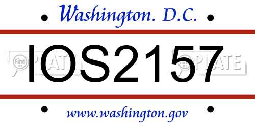 IOS2157 District Of Columbia License Plate