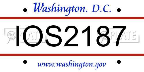 IOS2187 District Of Columbia License Plate