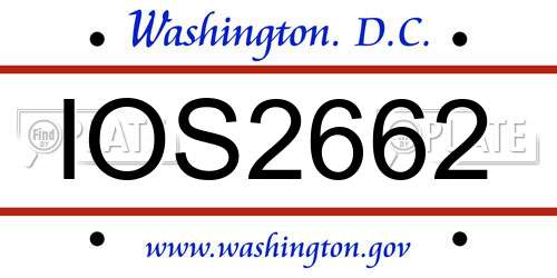 IOS2662 District Of Columbia License Plate