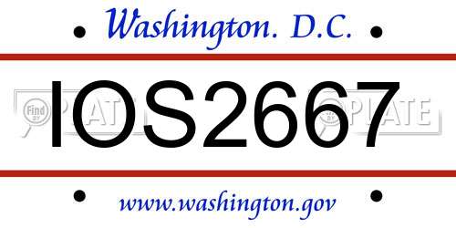 IOS2667 District Of Columbia License Plate