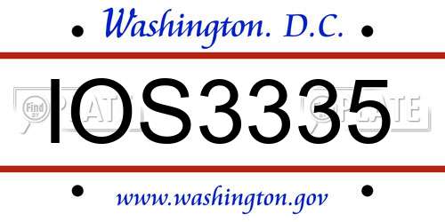 IOS3335 District Of Columbia License Plate