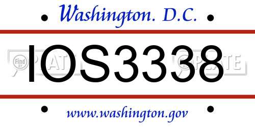 IOS3338 District Of Columbia License Plate
