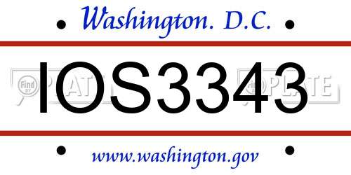 IOS3343 District Of Columbia License Plate