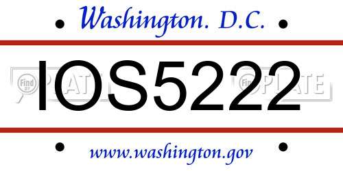 IOS5222 District Of Columbia License Plate