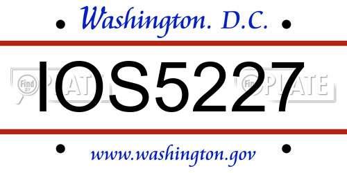 IOS5227 District Of Columbia License Plate