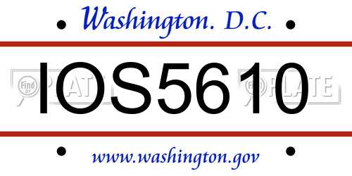 IOS5610 District Of Columbia License Plate