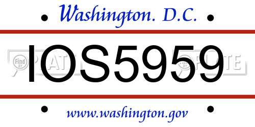 IOS5959 District Of Columbia License Plate