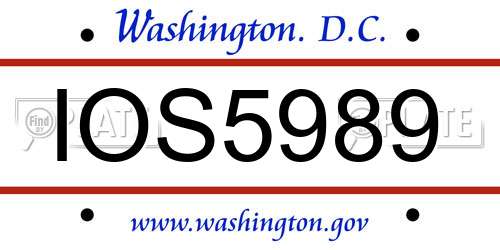 IOS5989 District Of Columbia License Plate