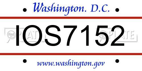 IOS7152 District Of Columbia License Plate