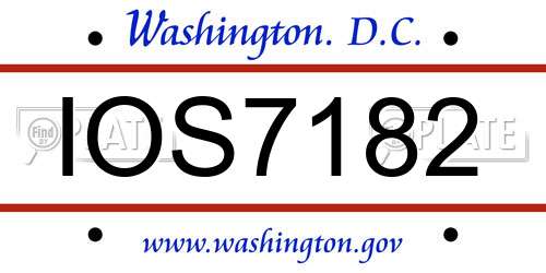 IOS7182 District Of Columbia License Plate