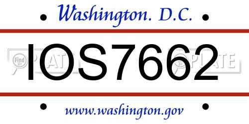 IOS7662 District Of Columbia License Plate