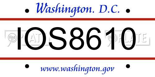 IOS8610 District Of Columbia License Plate