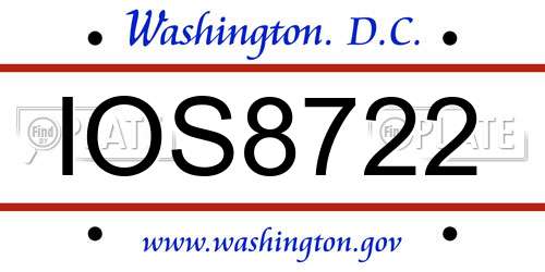 IOS8722 District Of Columbia License Plate
