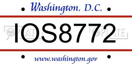 IOS8772 District Of Columbia License Plate
