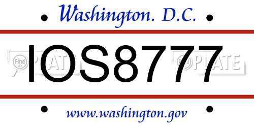 IOS8777 District Of Columbia License Plate
