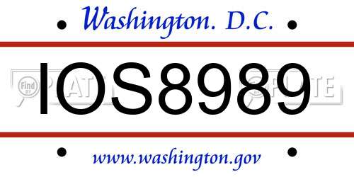 IOS8989 District Of Columbia License Plate