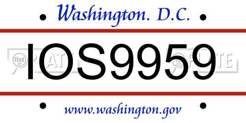 IOS9959 District Of Columbia License Plate