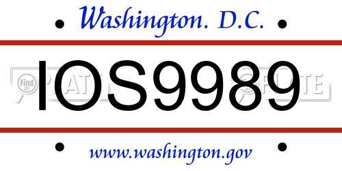 IOS9989 District Of Columbia License Plate