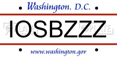 IOSBZZZ District Of Columbia License Plate