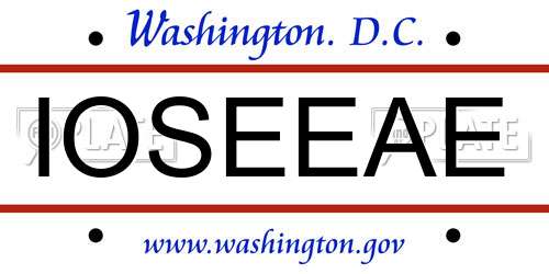 IOSEEAE District Of Columbia License Plate