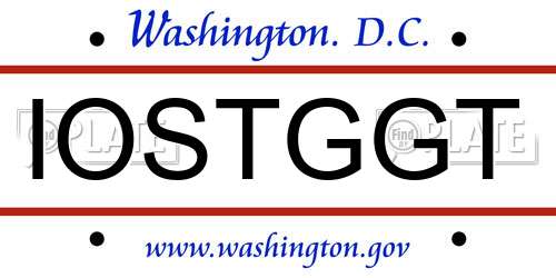 IOSTGGT District Of Columbia License Plate