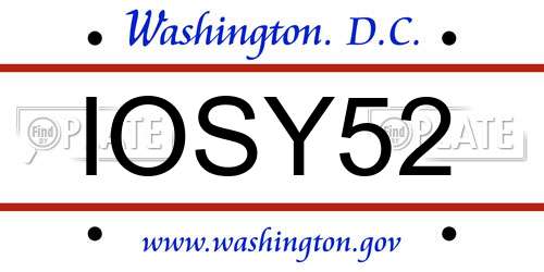 IOSY52 District Of Columbia License Plate