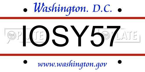 IOSY57 District Of Columbia License Plate
