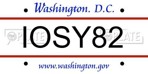 IOSY82 District Of Columbia License Plate