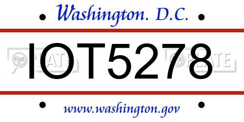 IOT5278 District Of Columbia License Plate