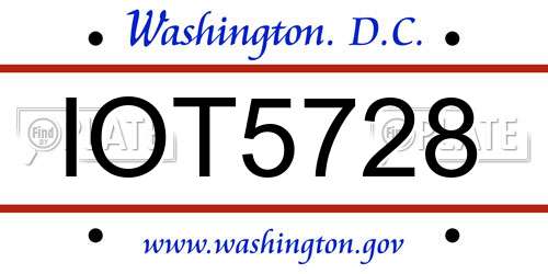 IOT5728 District Of Columbia License Plate